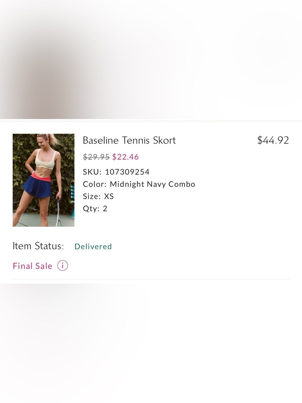 FP Movement by Free People Navy Skort with Bright Pink Waistband - Picture 4 of 5